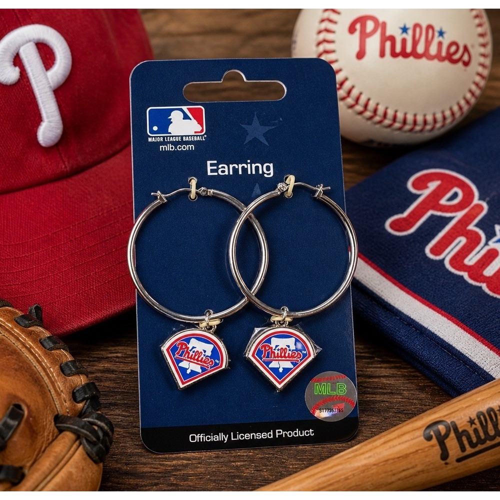 Philadelphia Phillies Hoop Earrings MLB Licensed NOS Baseball Jewelry NOS